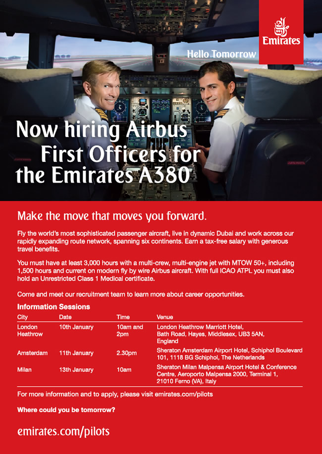 Emirates hiring First Officers for A380 fleet
