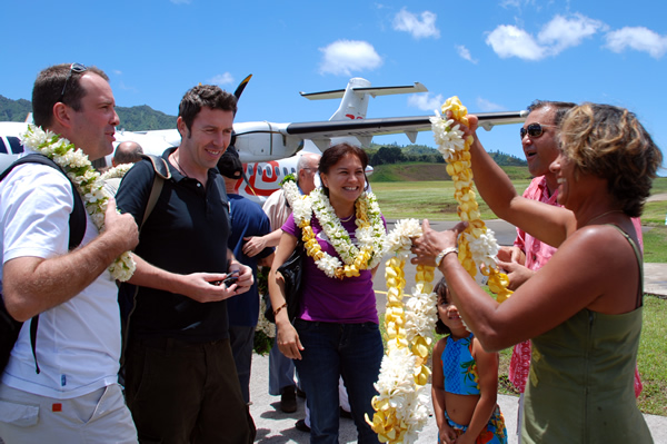 Ontvangst met bloemen
