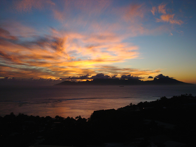 Zonsondergang vanop ons terras