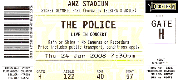 Tickets The Police Sydney